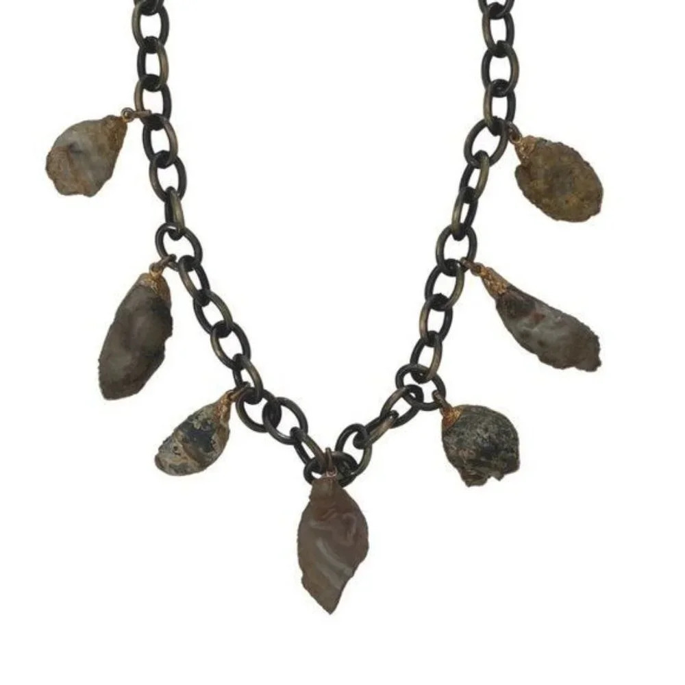 Agate Charm Large Chunky Chain Necklace - Picture 4 of 5